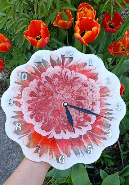 Nástěnné hodiny „Ohnivý květ“